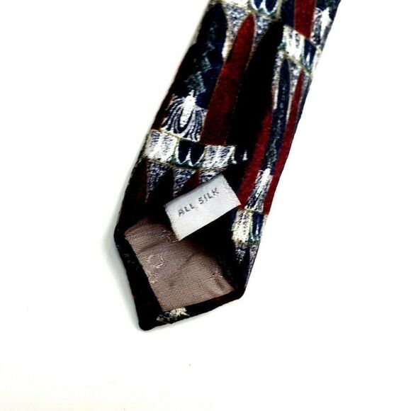 Pierre Cardin Silk Tie Abstract Red Blue Wide Prin - Picture 4 of 6